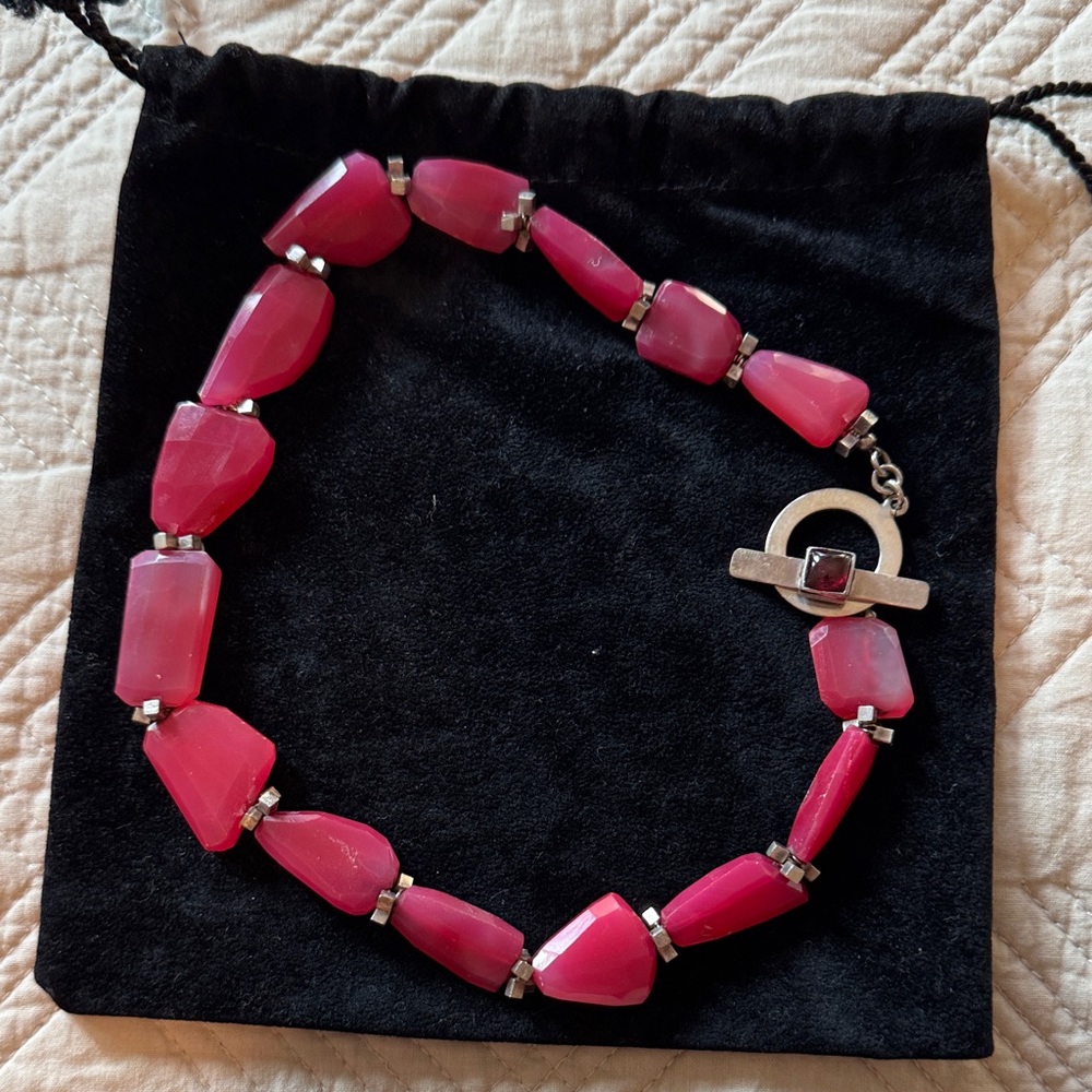 Elegant Pink and Silver Necklace